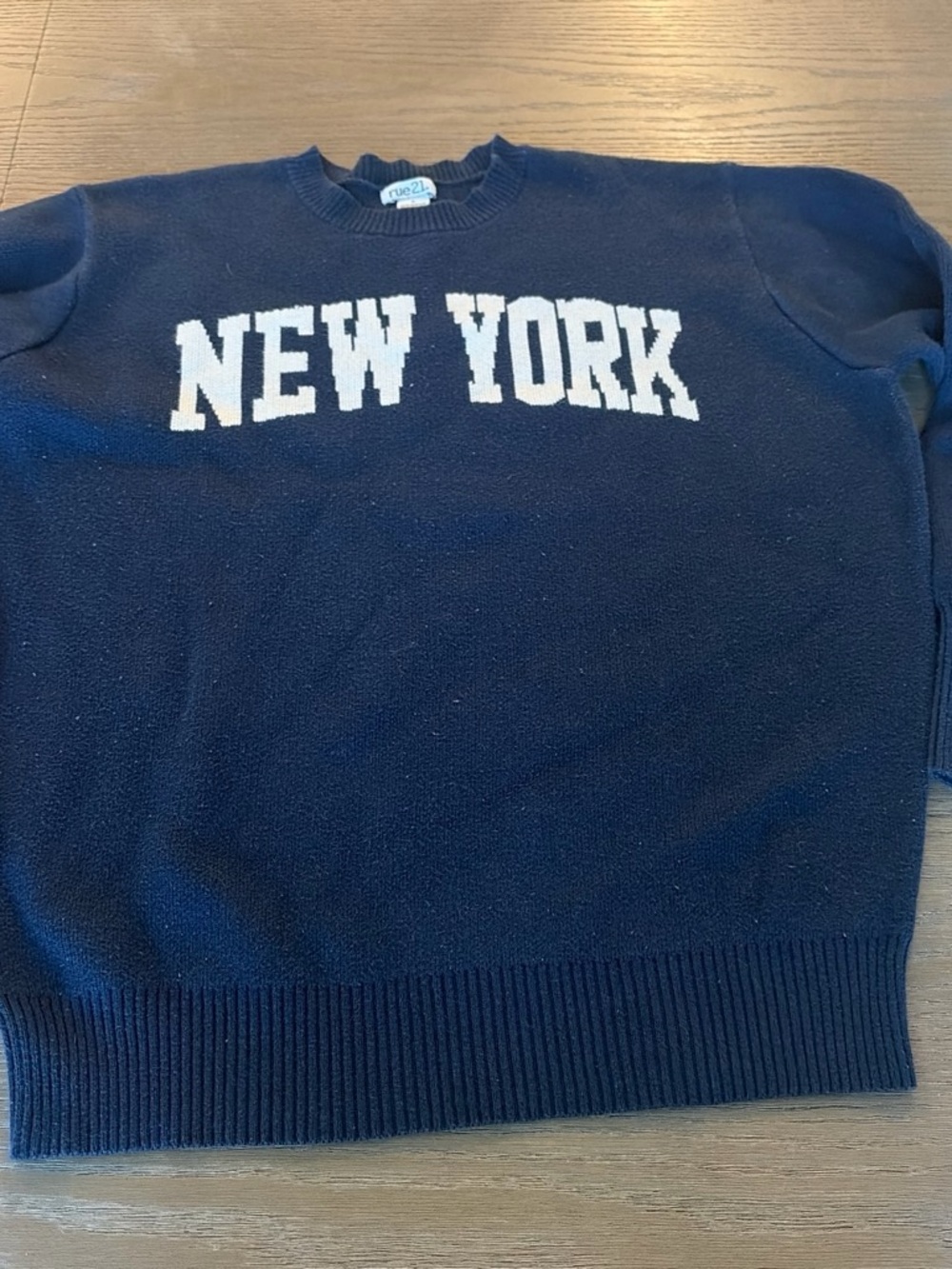 Rue 21 NEW YORK Navy Crewneck Sweater - small - Picture 1 of 4